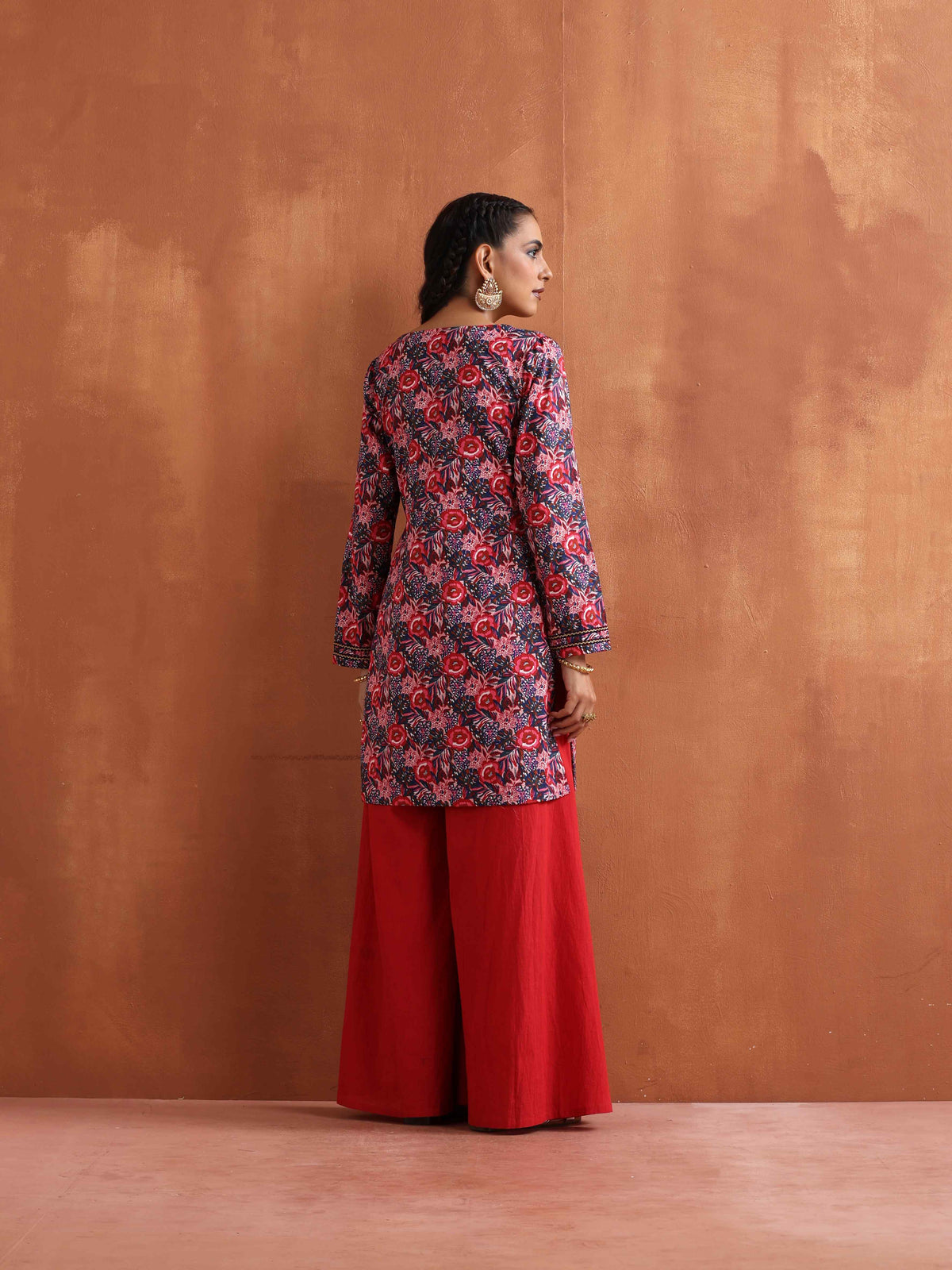 trueBrowns Pink Print Sharara Set | Grocsy
