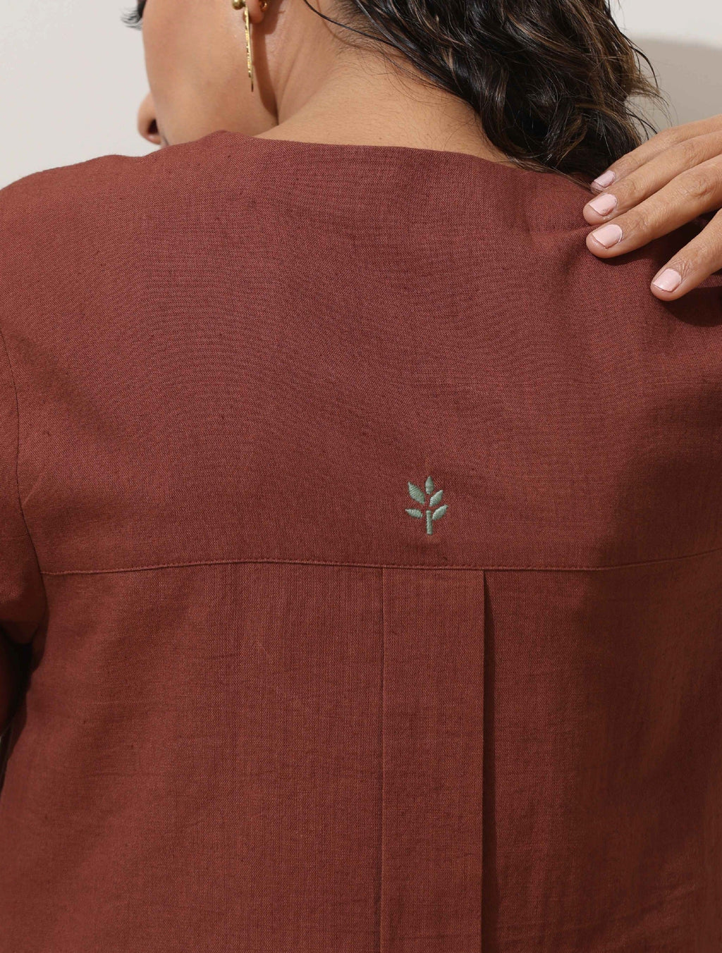 trueBrowns Brown Cotton Linen Kurta Pant Set | Grocsy