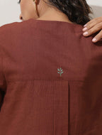 trueBrowns Brown Cotton Linen Kurta Pant Set | Grocsy
