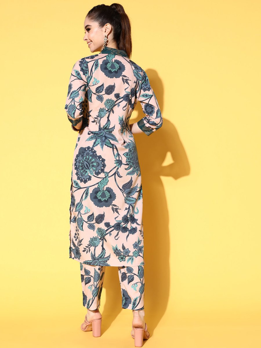Ahalyaa Women Floral Printed Kurta with Trousers | Grocsy