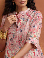 trueBrowns Pink Flared Anarkali Kurta Set | Grocsy