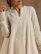 trueBrowns Ivory Gold Cotton Flared Co-Ord Set | Grocsy
