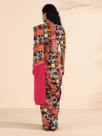 trueBrowns Cola Pink Muslin Ikat Saree | Grocsy