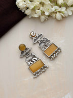 trueBrowns Silver Tone Yellow Stone Earrings | Grocsy