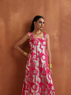 trueBrowns Pink Metallic Straight Kurta Set | Grocsy