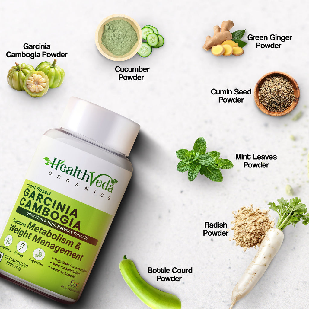 Health Veda Organics Plant Based Garcinia Capsules | Grocsy