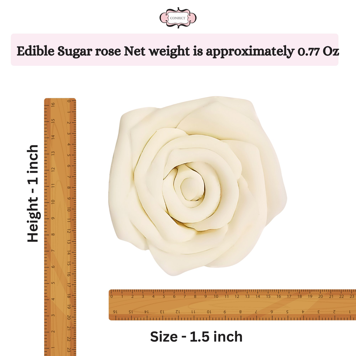 Confect Classic Pearl Ivory | Edible Sugar Roses Topper | Grocsy