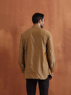 trueBrowns Men's Mustard Cotton Dobby Short Kurta | Grocsy