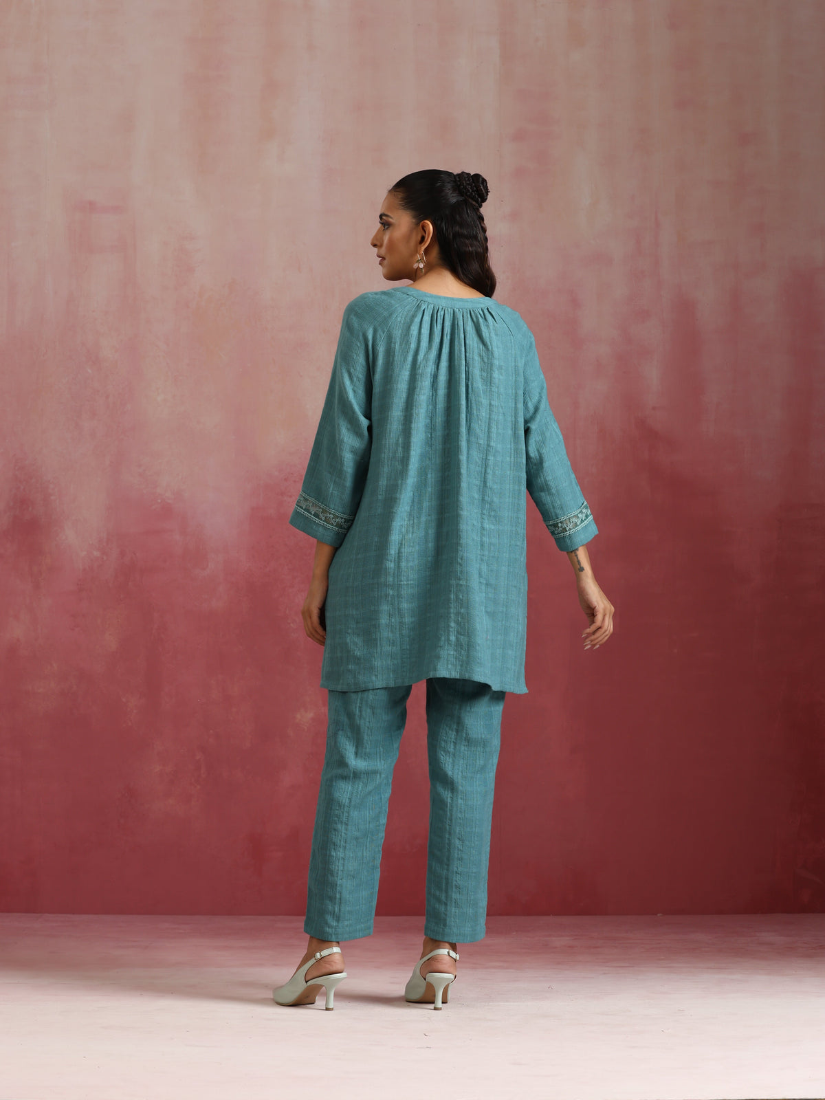 trueBrowns Light Blue Cotton Dobby Co-ord set | Grocsy