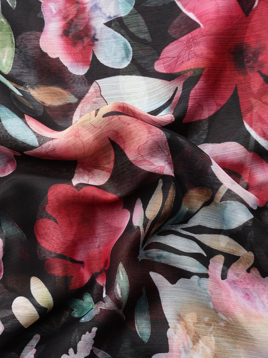 Ahalyaa Floral Poly Chiffon Saree | Grocsy