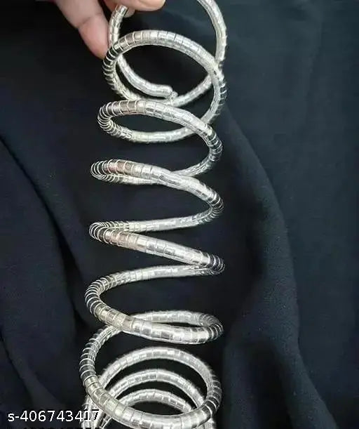 Tehzeeb Creations Women's Silver Colour Viral Spiral Bangle For Girl And Women | Grocsy