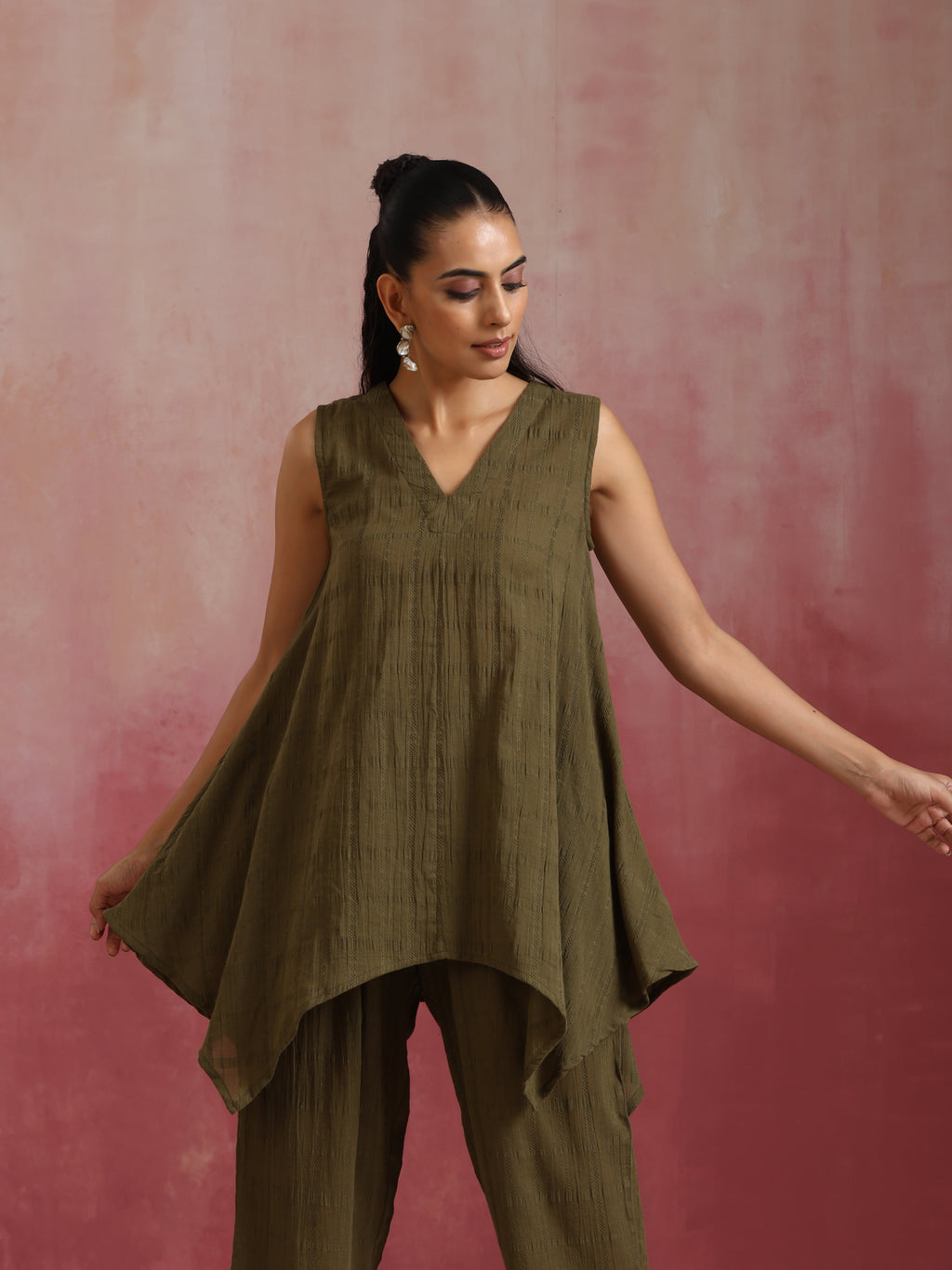 trueBrowns Olive Cotton Dobby Dobby Co-ord set | Grocsy