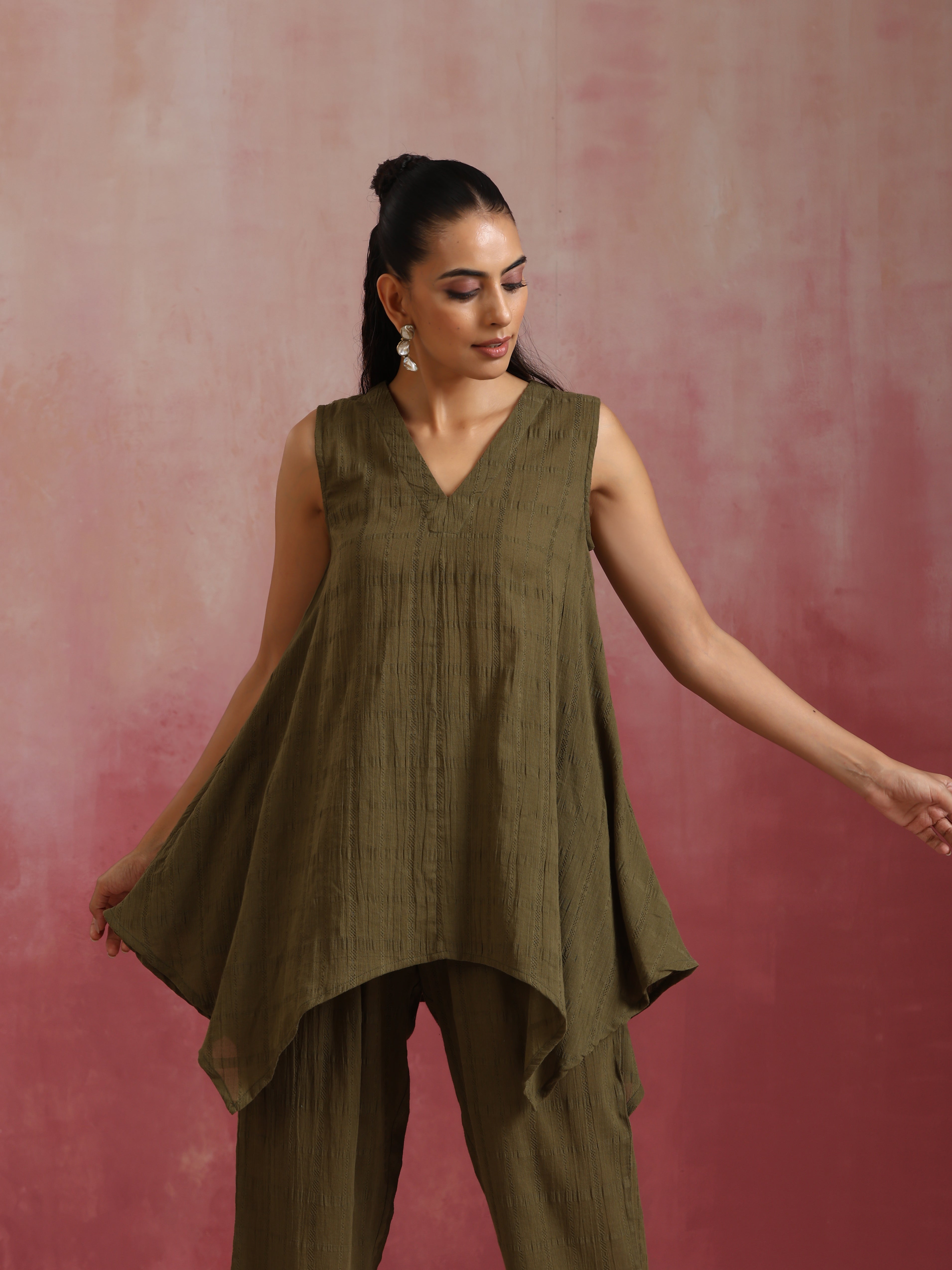 trueBrowns Olive Cotton Dobby Dobby Co-ord set | Grocsy