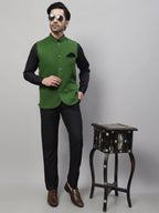 Even Apparels Men's Green Pure Wool Nehru Jacket | Grocsy