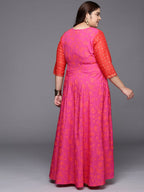 Ahalyaa Plus Size V-neck Maxi Ethnic Dress | Grocsy
