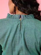 InWeave Women's Teal Blue High Neck Crop Top | Grocsy