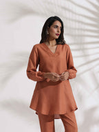trueBrowns Rust Slub Co-ord Set | Grocsy