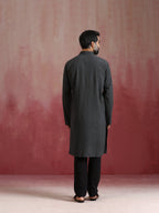 trueBrowns Men's Charcoal Grey Mandarin Collar Kurta | Grocsy