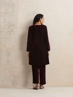 trueBrowns Purple Velvet Kurta Co-ord Set | Grocsy