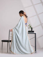 trueBrowns Grey Muslin Silk Saree | Grocsy