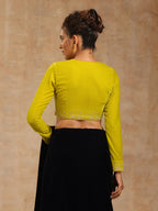 trueBrowns Lime Velvet Embroidered Blouse | Grocsy