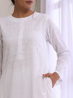 trueBrowns White Dobby Front Placket Co-Ord Set | Grocsy