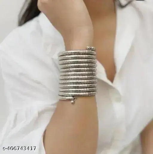 Tehzeeb Creations Women's Silver Colour Viral Spiral Bangle For Girl And Women | Grocsy