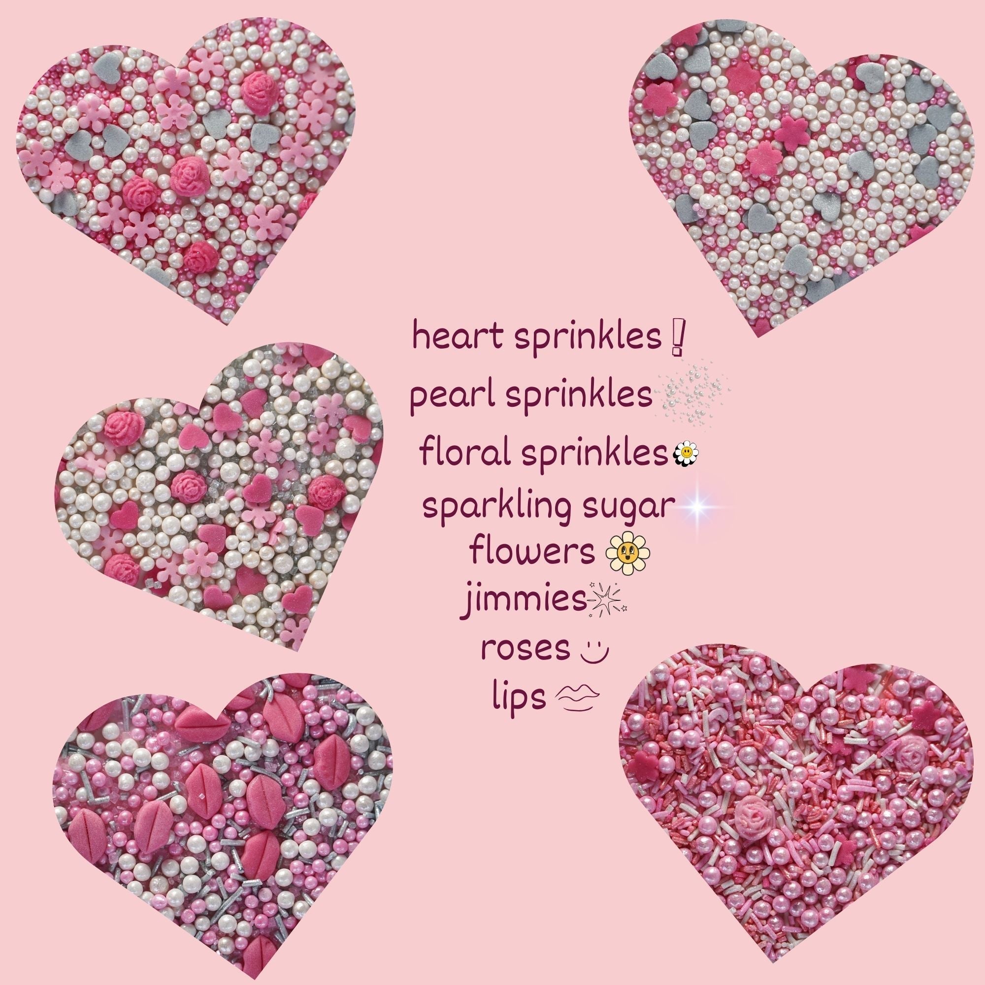 Confect Silver Hearts & White Pearls | Edible Mother's Day Sprinkles | Grocsy