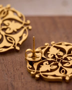 trueBrowns Gold-Polished Leaf Earrings | Grocsy