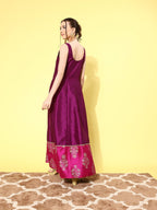 Ahalyaa Ethnic Motifs Printed Maxi Dress | Grocsy