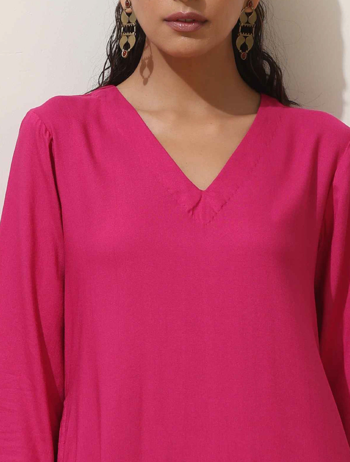 trueBrowns Pink Viscose Kurta Pant Set | Grocsy