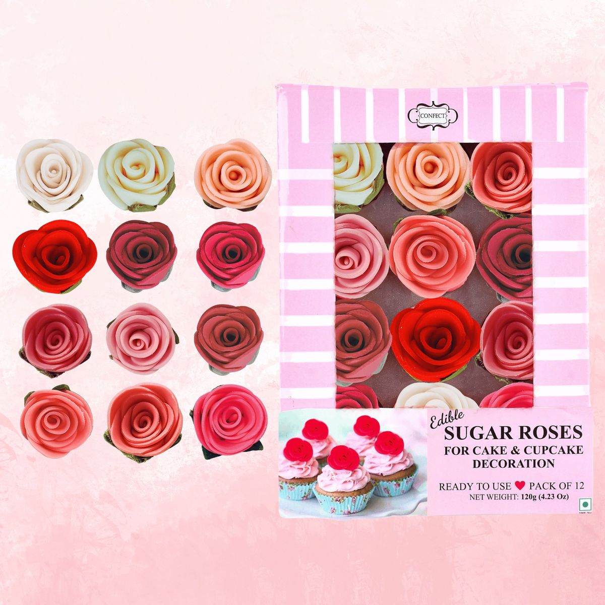 Confect Ombre- 5 | Edible Sugar Roses Topper | Grocsy