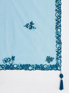 House of Panchhi Teal Net Sequins, Mirror And Thread Embroidery Lehenga Choli & Dupatta | Grocsy