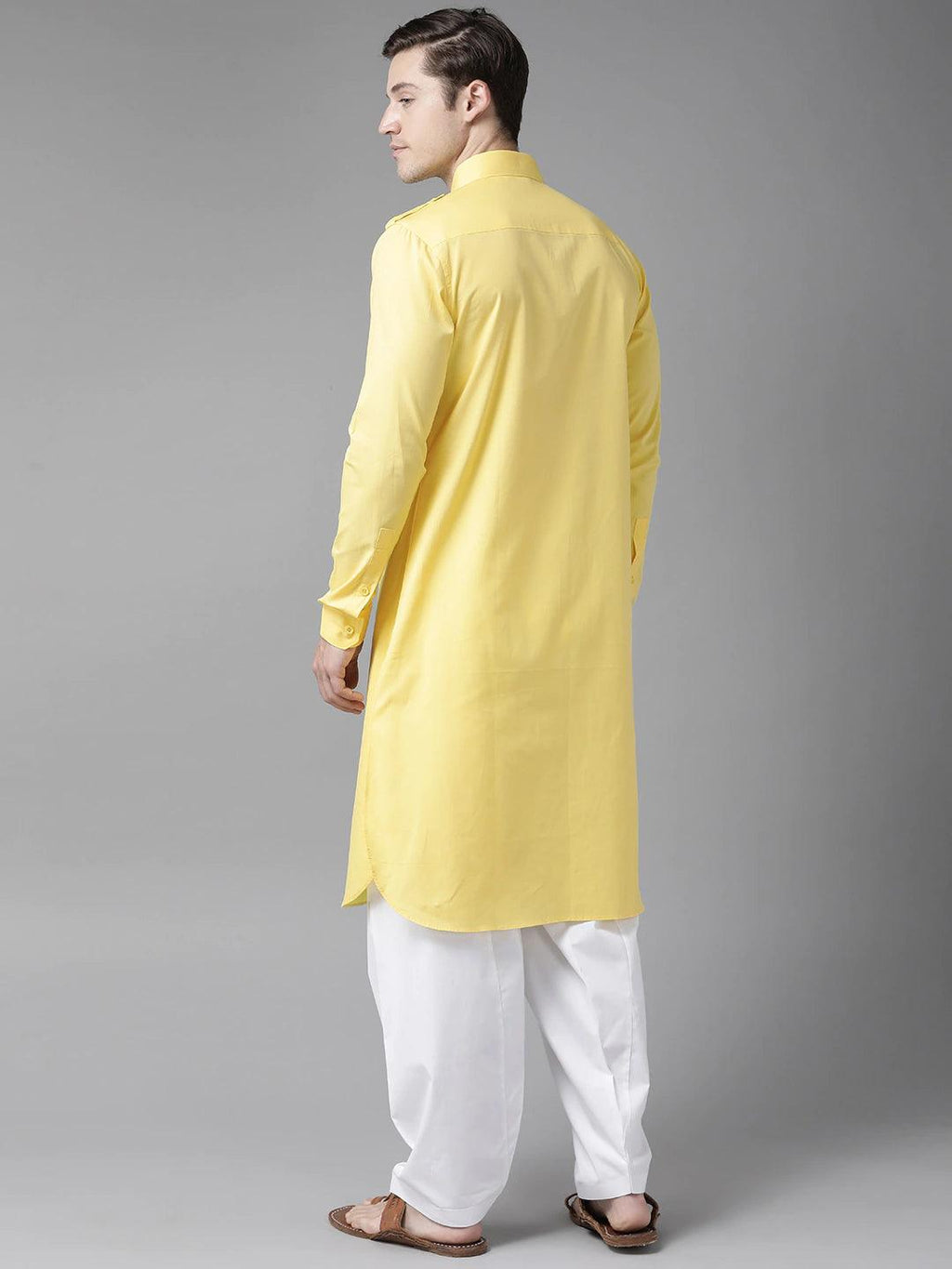 Fabmade Yellow Pathani Suit | Grocsy