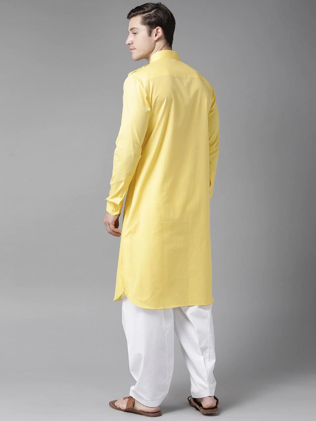 Fabmade Yellow Pathani Suit | Grocsy