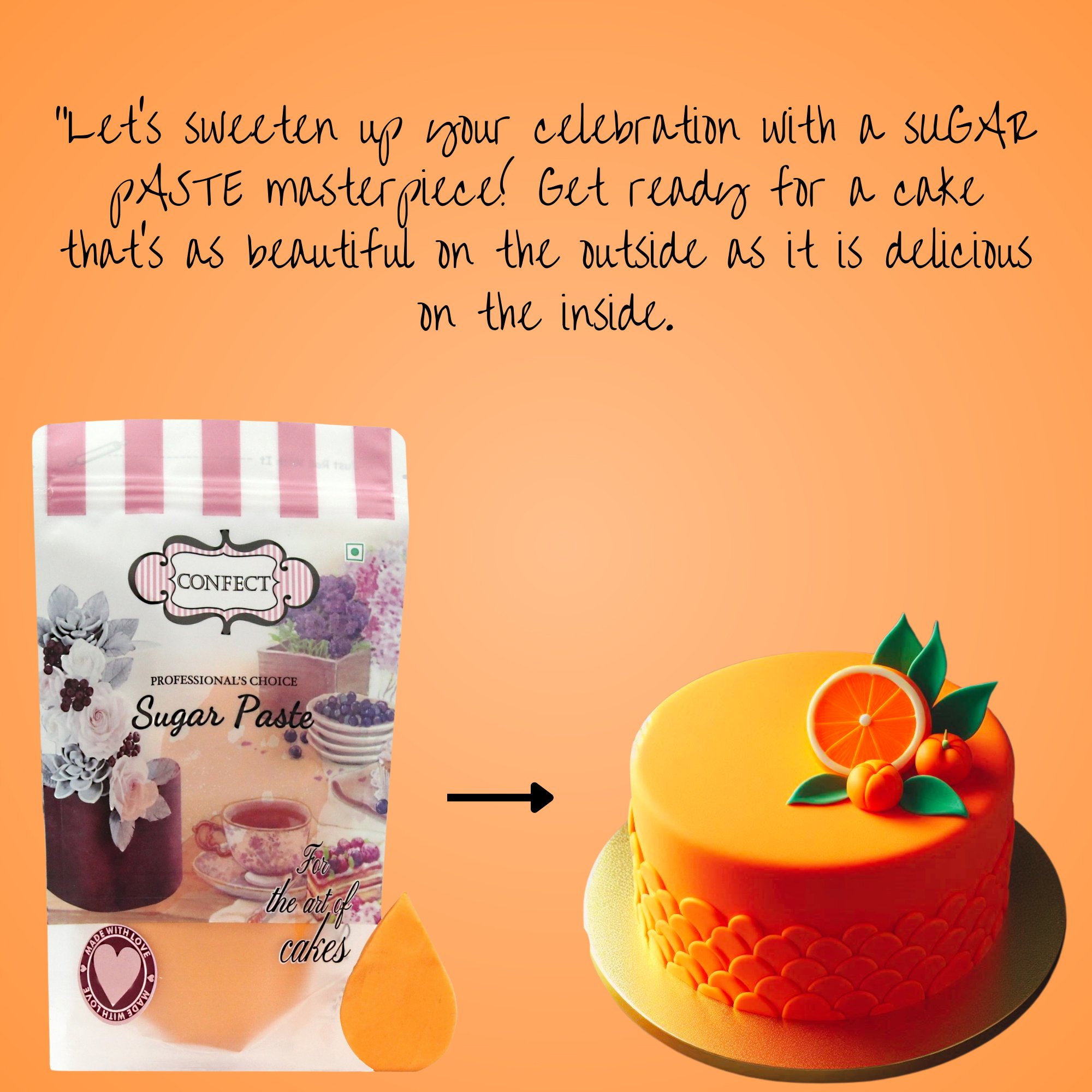 Confect Fluorescent Orange Fondant | Edible Sugarpaste | Grocsy