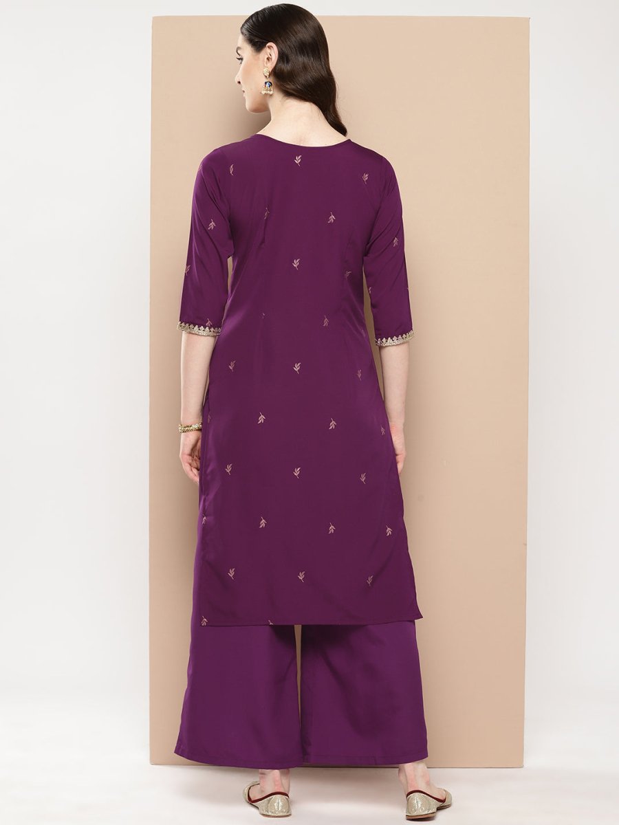 Ahalyaa Women Floral Yoke Design Regular Kurta with Palazzos | Grocsy
