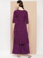 Ahalyaa Women Floral Yoke Design Regular Kurta with Palazzos | Grocsy