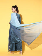 Ahalyaa Women Gotta Patti Velvet Kurta with Palazzos & With Dupatta | Grocsy