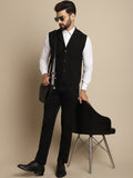 Even Apparels Men's Black Waistcoat with Notched Lapel | Grocsy