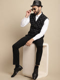 Even Apparels Men's Black Wool Waistcoat with Notched Lapel | Grocsy