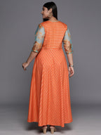 Ahalyaa Plus Size V-Neck Maxi Ethnic Dress | Grocsy