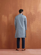 trueBrowns Men's Blue Chanderi Kurta | Grocsy