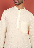 Fabmade Ivory Noor Dotted Short Kurta | Grocsy