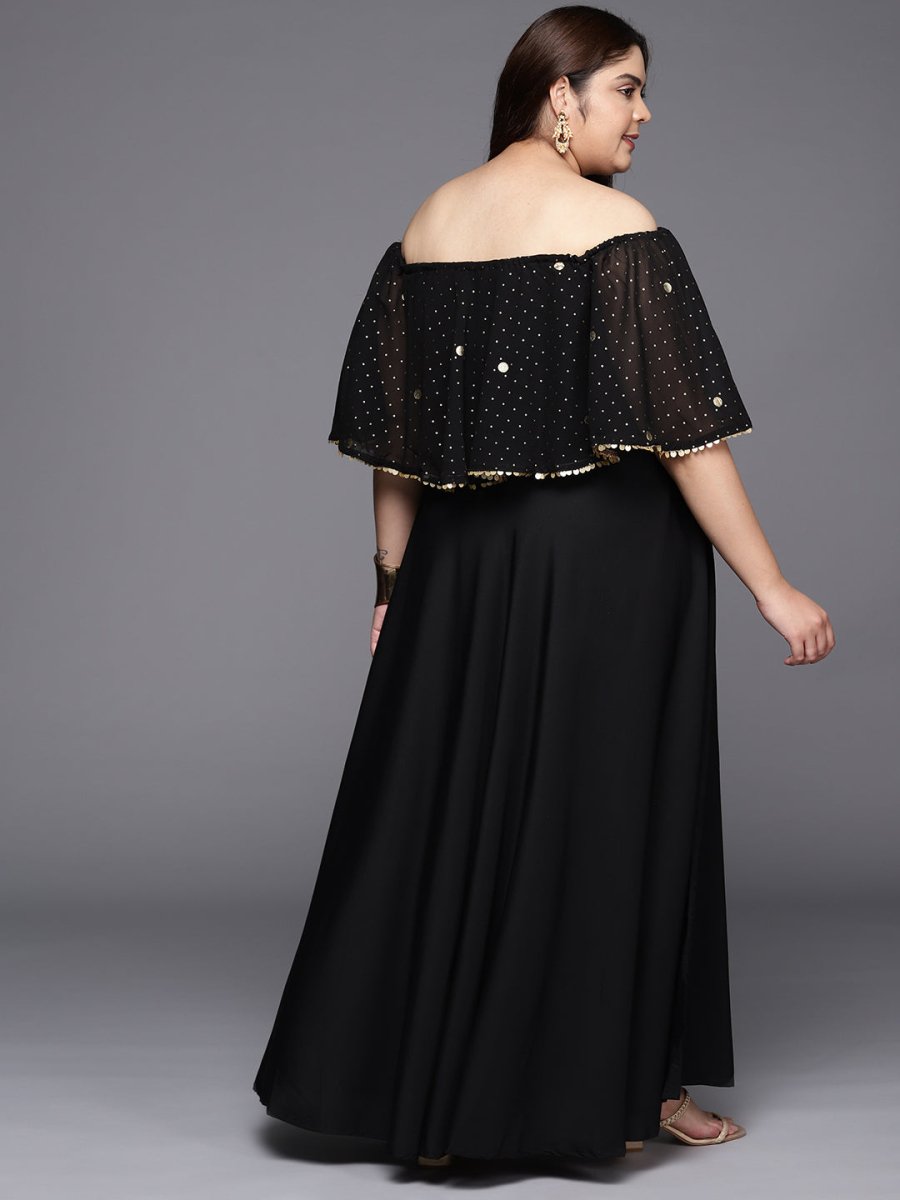 Ahalyaa Plus Size Off-Shoulder Maxi Ethnic Dress | Grocsy