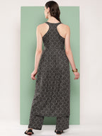 InWeave Women's Black Bandhej Print Raisa Back Detial Long Coords Set | Grocsy