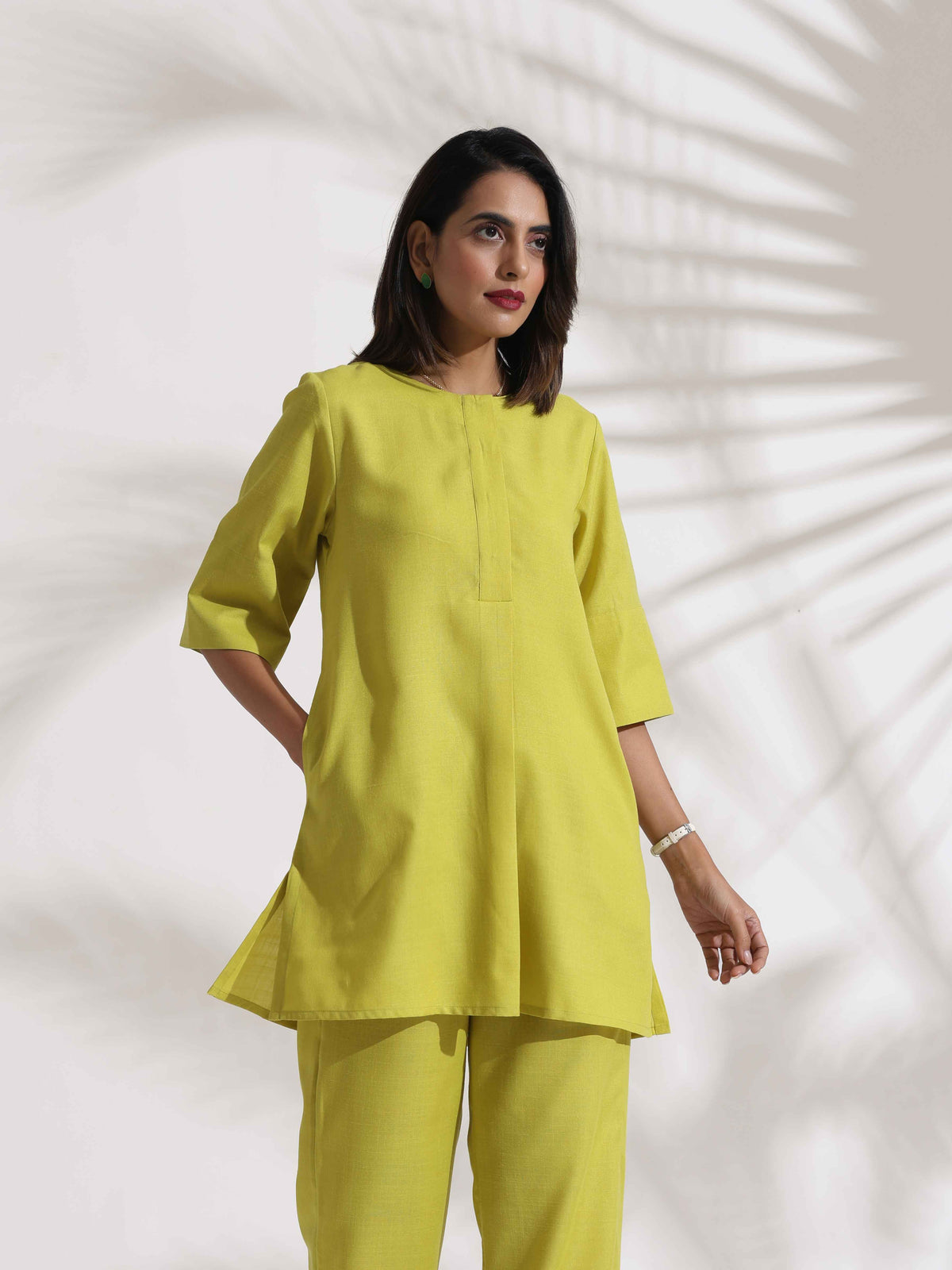 trueBrowns Lime Slub Co-ord Set | Grocsy