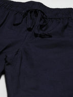 Fabmade Men's Navy Blue Cotton Linen Pyjama | Grocsy