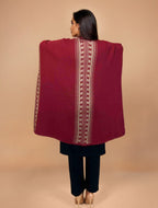 trueBrowns Maroon Woollen Geometric Kaftan Cape | Grocsy