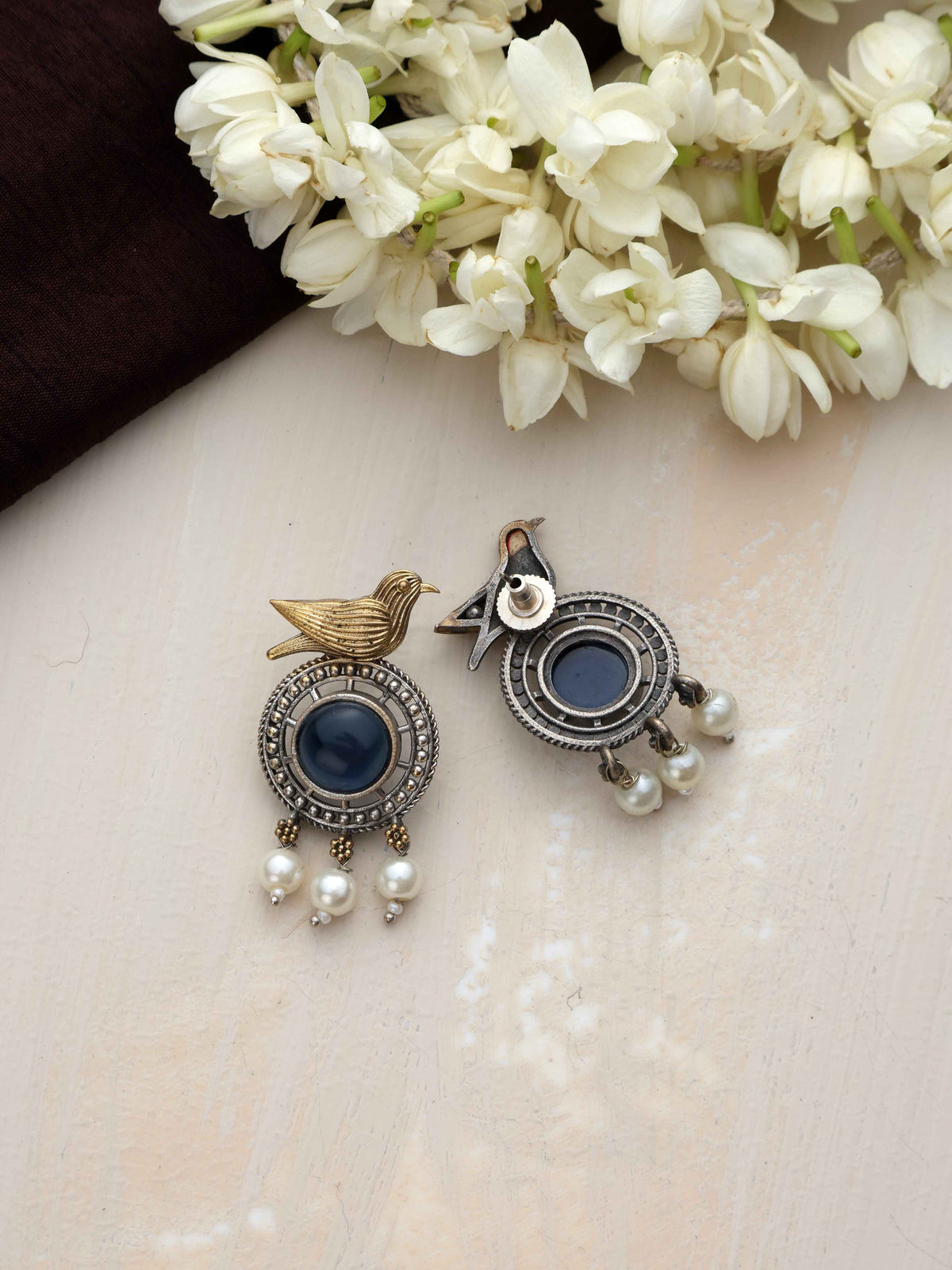trueBrowns Silver Gold Tone Bird Stud Earrings | Grocsy